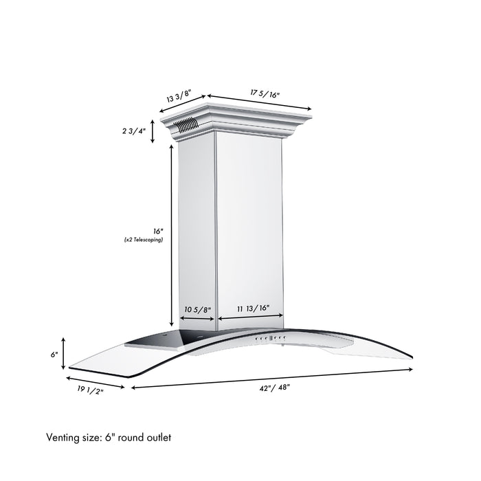 ZLINE Ducted Vent Wall Mount Range Hood in Stainless Steel with Built-in CrownSound Bluetooth Speakers (KN4CRN-BT)