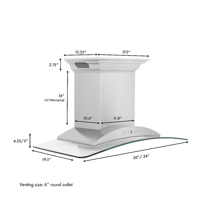 ZLINE Ducted Vent Wall Mount Range Hood in Stainless Steel with Built-in CrownSound Bluetooth Speakers (KNCRN-BT)