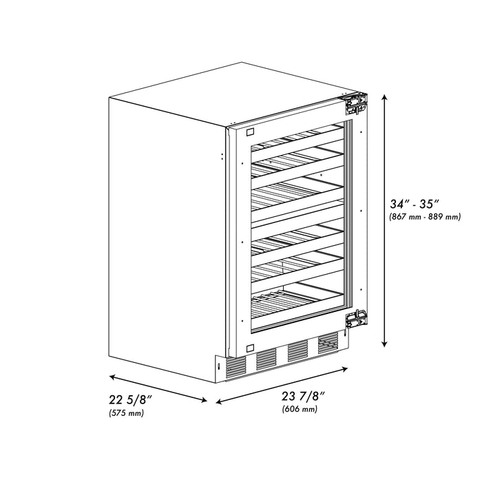 ZLINE 24 in. Touchstone Dual Zone 44 Bottle Wine Cooler With Panel Ready Glass Door (RWDPO-24)