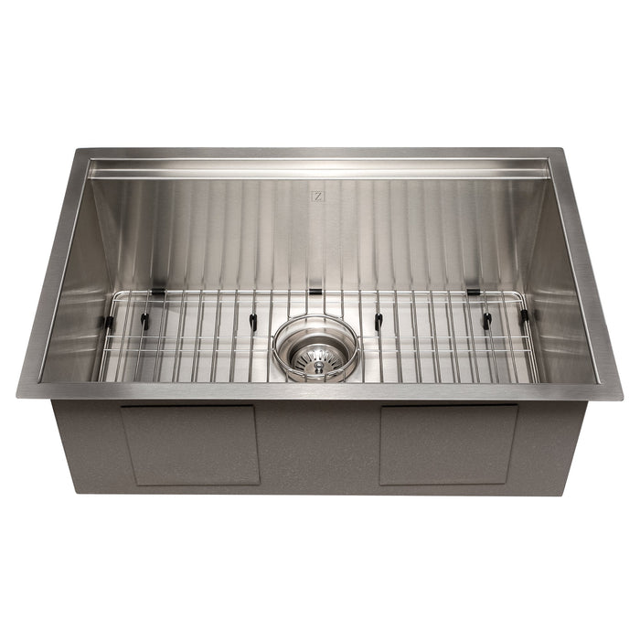 ZLINE Garmisch 27 in. Undermount Single Bowl Stainless Steel Kitchen Sink with Bottom Grid and Accessories (SLS-27)