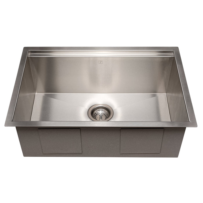 ZLINE Garmisch 27 in. Undermount Single Bowl Stainless Steel Kitchen Sink with Bottom Grid and Accessories (SLS-27)