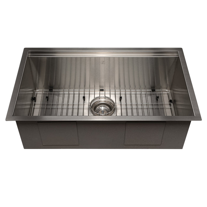 ZLINE Garmisch 30 in. Undermount Single Bowl Stainless Steel Kitchen Sink with Bottom Grid and Accessories (SLS-30)