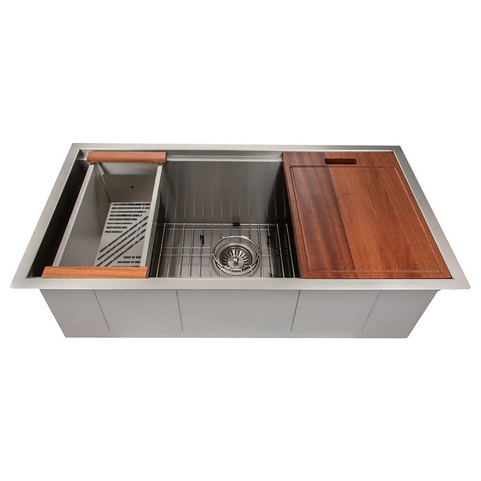 ZLINE Garmisch 33 in. Undermount Single Bowl Stainless Steel Kitchen Sink with Bottom Grid and Accessories (SLS-33)