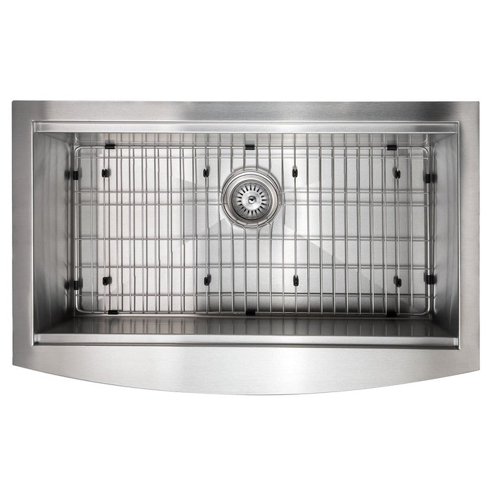 ZLINE Moritz 33 in. Farmhouse Apron Mount Single Bowl Stainless Steel Kitchen Sink with Bottom Grid and Accessories (SLSAP-33)