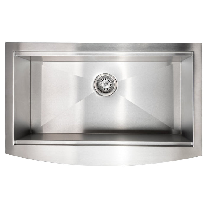 ZLINE Moritz 33 in. Farmhouse Apron Mount Single Bowl Stainless Steel Kitchen Sink with Bottom Grid and Accessories (SLSAP-33)