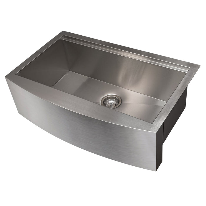 ZLINE Moritz 33 in. Farmhouse Apron Mount Single Bowl Stainless Steel Kitchen Sink with Bottom Grid and Accessories (SLSAP-33)