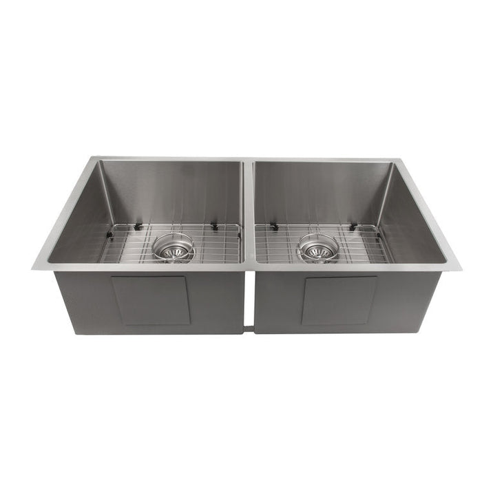 ZLINE Anton 36 in. Undermount Double Bowl Stainless Steel Kitchen Sink with Bottom Grid (SR50D-36)