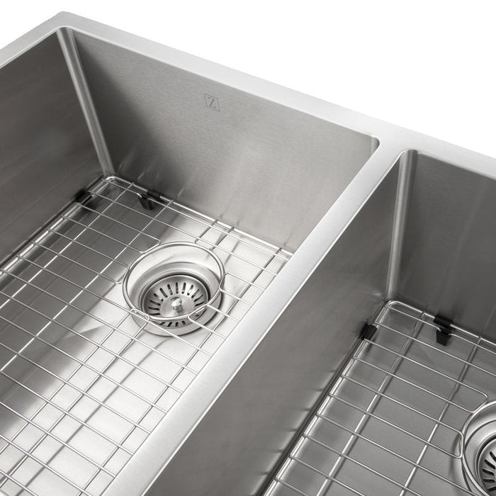 ZLINE Anton 36 in. Undermount Double Bowl Stainless Steel Kitchen Sink with Bottom Grid (SR50D-36)