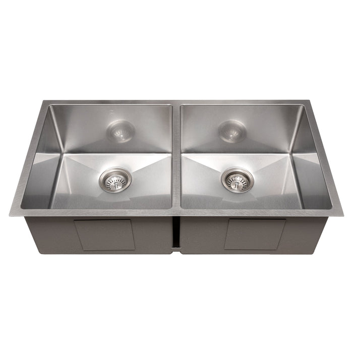 ZLINE Anton 36 in. Undermount Double Bowl Scratch Resistant Stainless Steel Kitchen Sink with Bottom Grid (SR50D-36S)