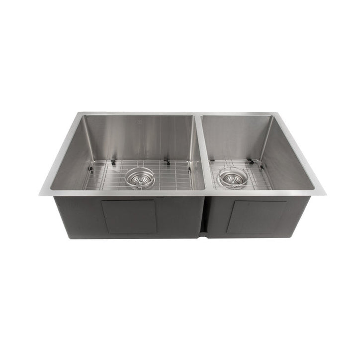 ZLINE Chamonix 33 in. Undermount Double Bowl Stainless Steel Kitchen Sink with Bottom Grid (SR60D-33)