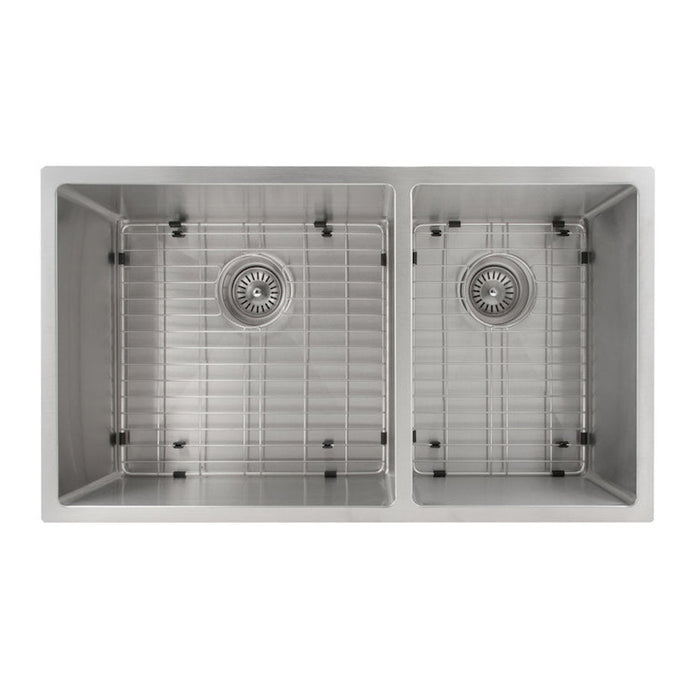 ZLINE Chamonix 33 in. Undermount Double Bowl Stainless Steel Kitchen Sink with Bottom Grid (SR60D-33)