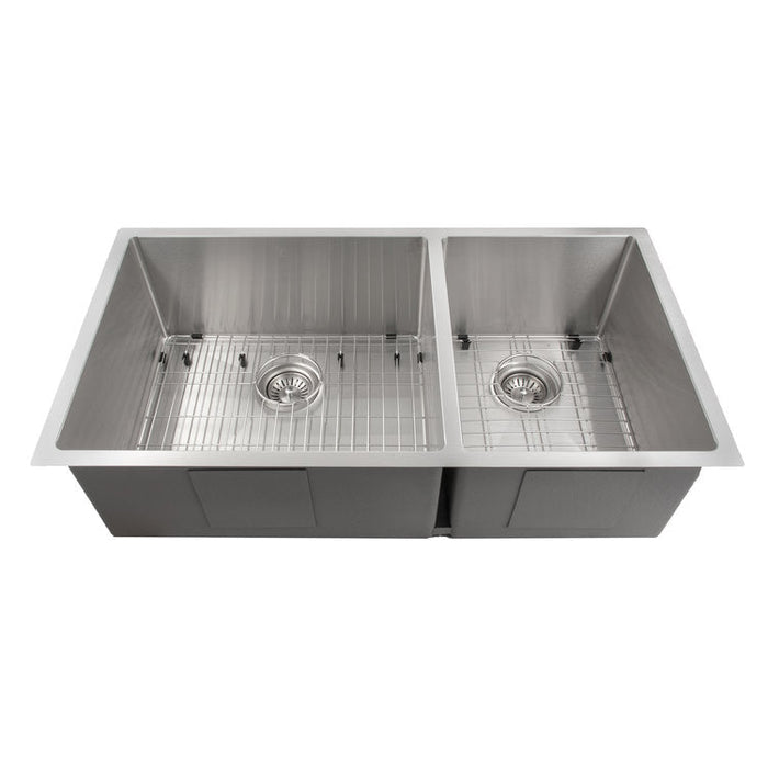 ZLINE Chamonix 36 in. Undermount Double Bowl Stainless Steel Kitchen Sink with Bottom Grid (SR60D-36)