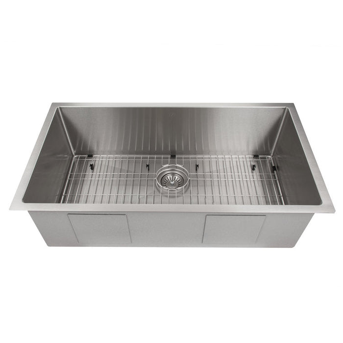 ZLINE Meribel 36 in. Undermount Single Bowl Stainless Steel Kitchen Sink with Bottom Grid (SRS-36)