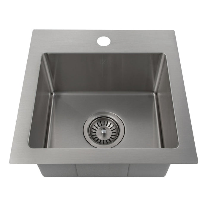 ZLINE Donner 15 in. Topmount Single Bowl Stainless Steel Bar Kitchen Sink (STS-15)