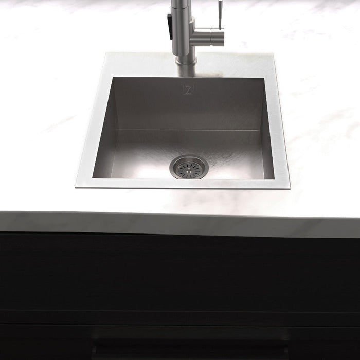 ZLINE Donner 15 in. Topmount Single Bowl Scratch Resistant Stainless Steel Bar Kitchen Sink (STS-15S)