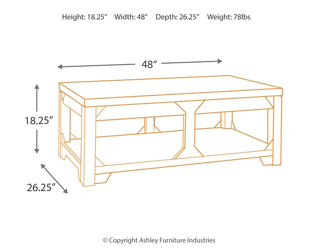 Rogness Coffee Table with Lift Top