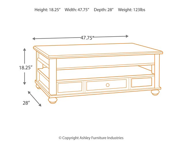 Barilanni Coffee Table with Lift Top