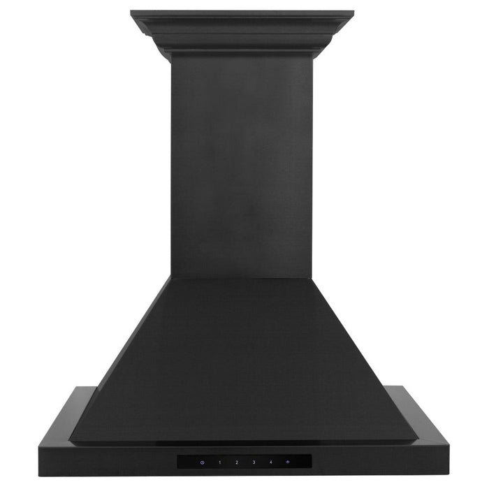 ZLINE Ducted Vent Wall Mount Range Hood in Black Stainless Steel with Built-in CrownSound Bluetooth Speakers (BSKBNCRN-BT)