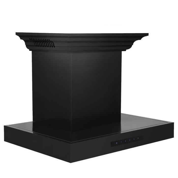 ZLINE Wall Mount Range Hood in Black Stainless Steel with Built-in CrownSound Bluetooth Speakers (BSKENCRN-BT)