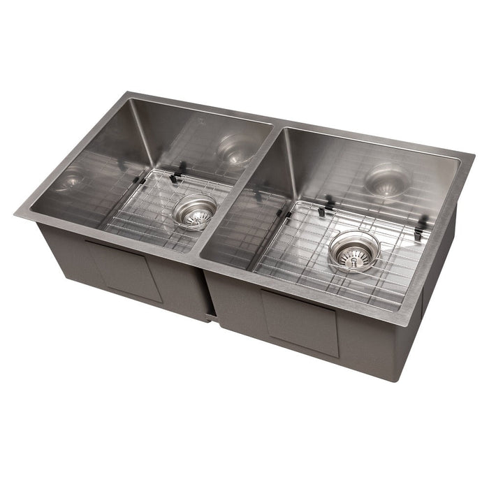 ZLINE Anton 36 in. Undermount Double Bowl Scratch Resistant Stainless Steel Kitchen Sink with Bottom Grid (SR50D-36S)