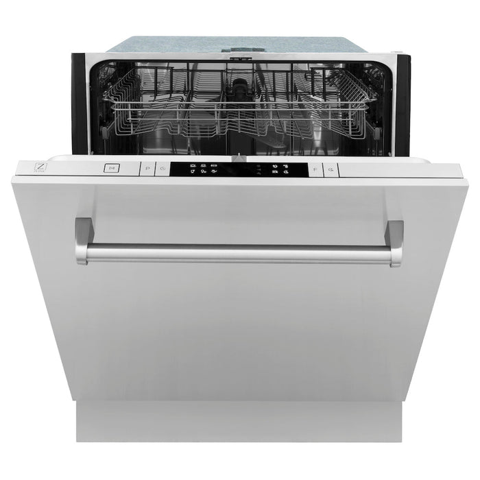 ZLINE 24 in. Top Control Dishwasher with Stainless Steel Panel and Traditional Style Handle, 52dBa (DW-304-H-24)