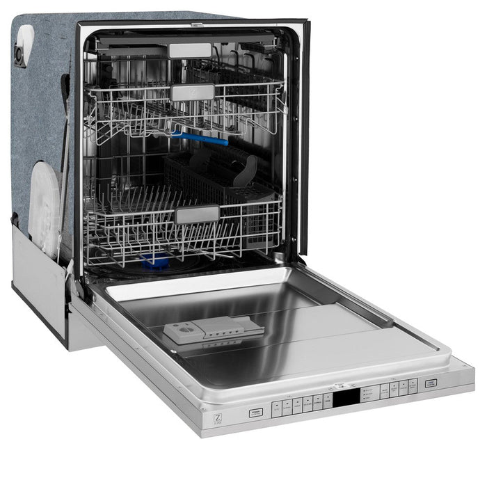 ZLINE 24 in. Panel Ready Monument Series 3rd Rack Top Touch Control Dishwasher with Stainless Steel Tub, 45dBa (DWMT-24)