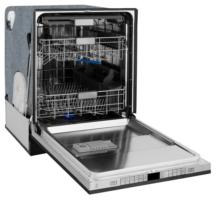 ZLINE 24 in. Monument Series 3rd Rack Top Touch Control Dishwasher with Black Stainless Steel Panel, 45dBa (DWMT-BS-24)