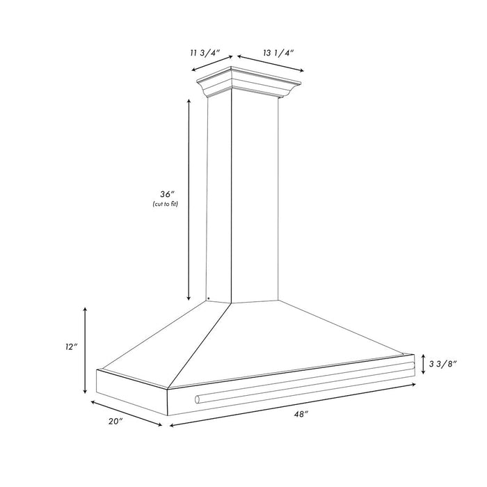 ZLINE Autograph Edition Convertible Fingerprint Resistant DuraSnow® Stainless Steel Range Hood with Black Matte Shell and Champagne Bronze Handle (KB4SNZ-BLM-CB)