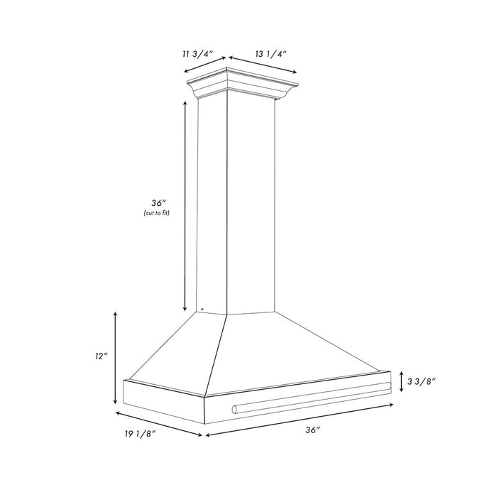 ZLINE Autograph Edition Convertible Stainless Steel Range Hood with Black Matte Shell and Polished Gold Handle (KB4STZ-BLM-G)