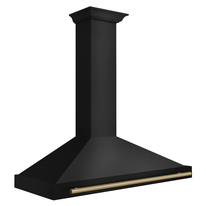 ZLINE Autograph Edition 48 in. Black Stainless Steel Wall Mount Range Hood With Champagne Bronze Handle (BSKB4Z-48-CB)