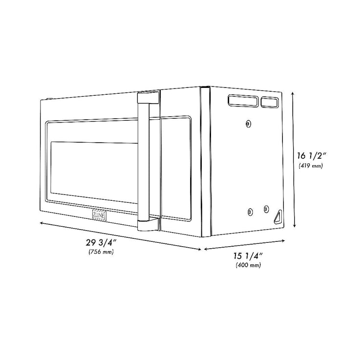 ZLINE 30 in. Black Stainless Steel Over the Range Convection Microwave Oven with Traditional Handle (MWO-OTR-H-BS)