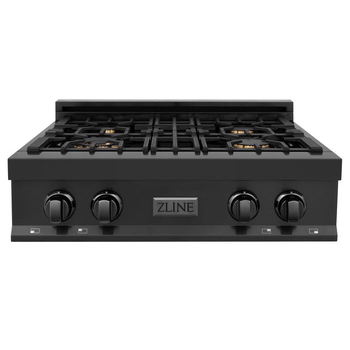 ZLINE Kitchen Package with 30 in. Black Stainless Steel Rangetop and 30 in. Convertible Range Hood (2KP-RTBRH30)