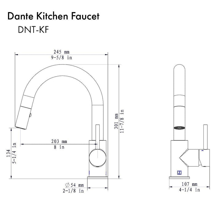 ZLINE Dante Pull Down Kitchen Faucet in Champagne Bronze (DNT-KF-CB)