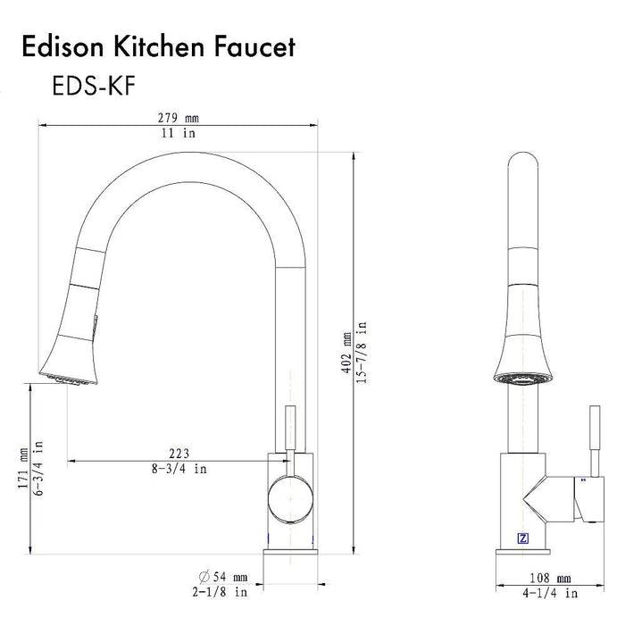 ZLINE Edison Pull Down Kitchen Faucet in Champagne Bronze (EDS-KF-CB)