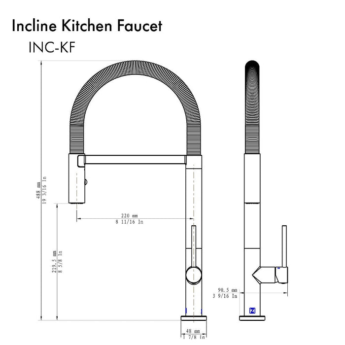 ZLINE Incline Pull Down Kitchen Faucet in Champagne Bronze (INC-KF-CB)