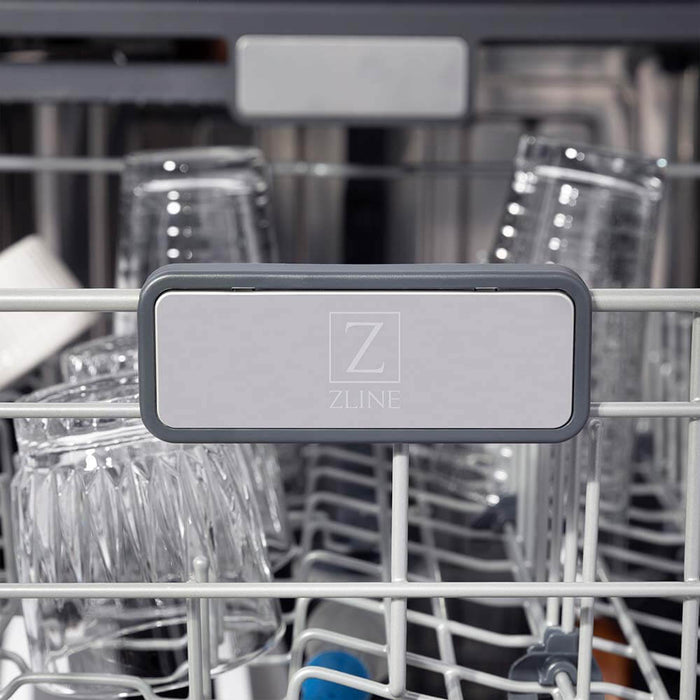 ZLINE 24 in. Monument Series 3rd Rack Top Touch Control Dishwasher with Red Matte Panel, 45dBa (DWMT-RM-24)