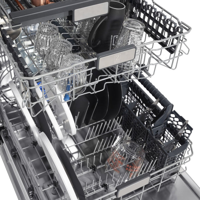 ZLINE 24 in. Monument Series 3rd Rack Top Touch Control Dishwasher with Stainless Steel Panel, 45dBa (DWMT-304-24)