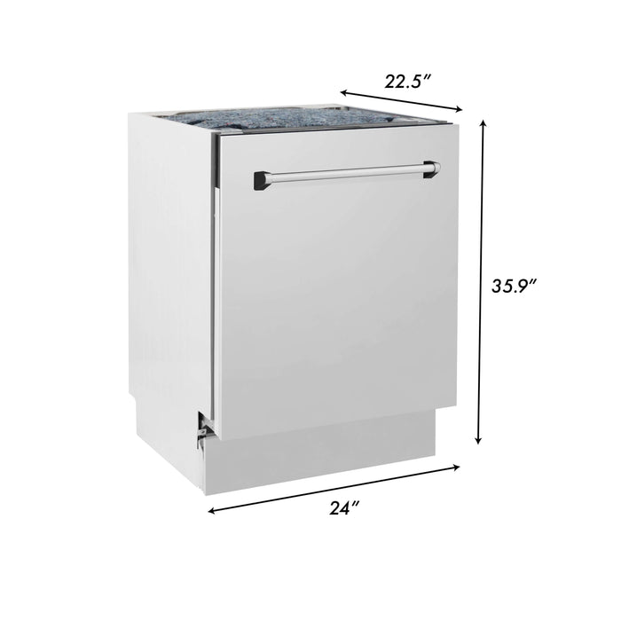 ZLINE Kitchen Package with Refrigeration, 30 in. Stainless Steel Rangetop, 30 in. Range Hood, 30 in. Single Wall Oven and 24 in. Tall Tub Dishwasher (5KPR-RTRH30-AWSDWV)