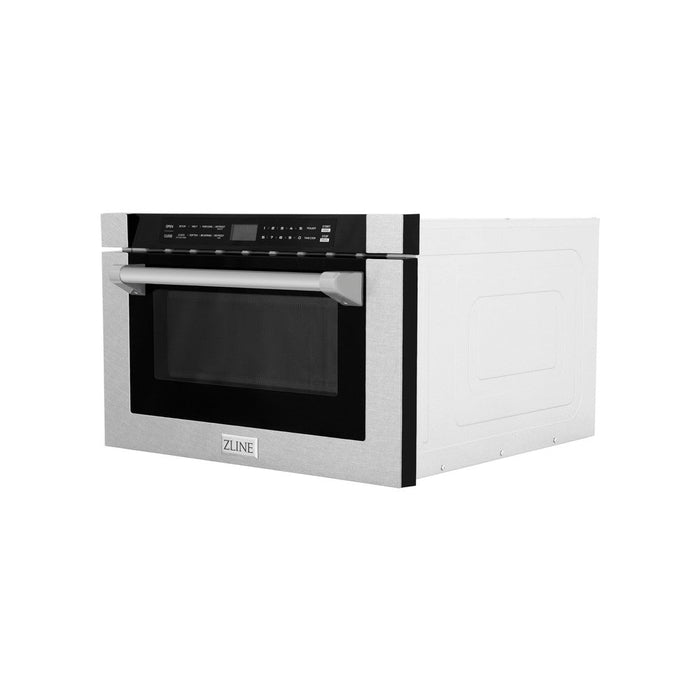 ZLINE 24 in. 1.2 cu. ft. Built-in Microwave Drawer with a Traditional Handle in DuraSnow® Fingerprint Resistant Stainless Steel (MWD-1-SS-H)