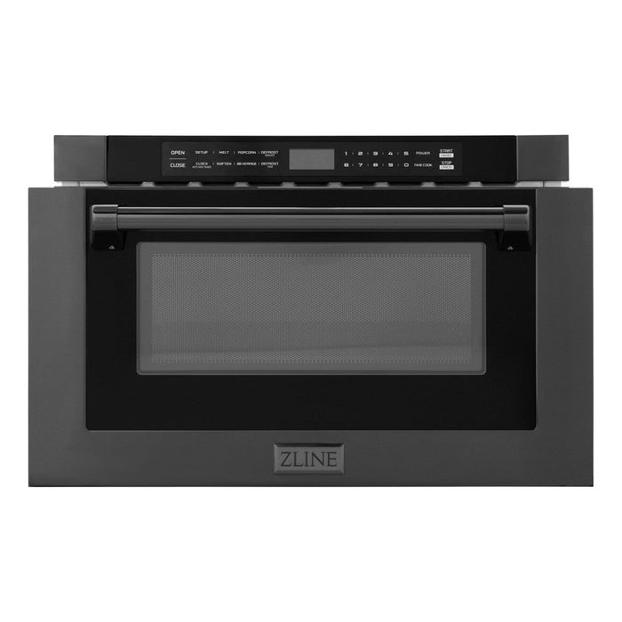 ZLINE 24 in. 1.2 cu. ft. Black Stainless Steel Built-in Microwave Drawer with a Traditional Handle (MWD-1-BS-H)