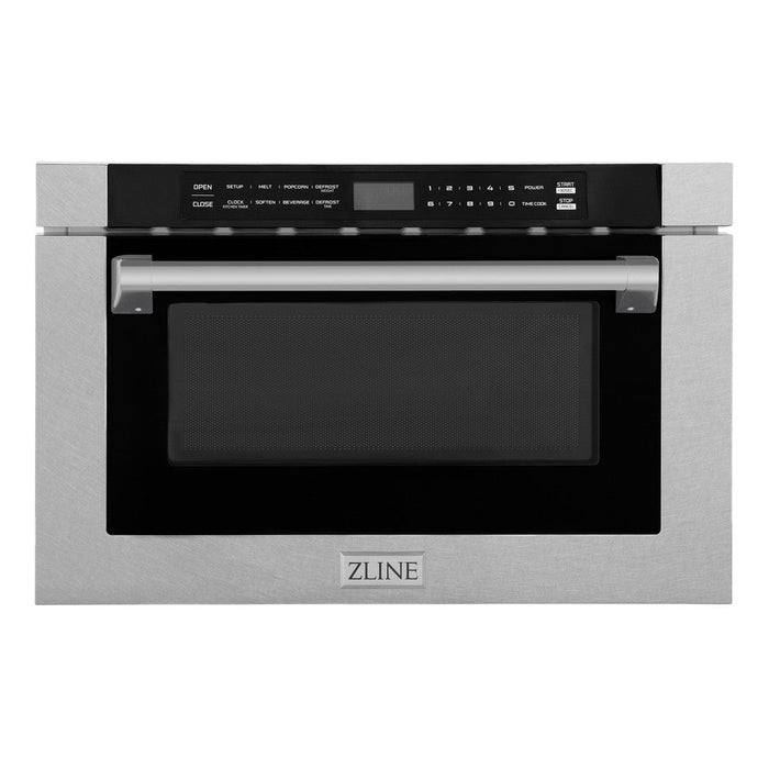 ZLINE 24 in. 1.2 cu. ft. Built-in Microwave Drawer with a Traditional Handle in DuraSnow® Fingerprint Resistant Stainless Steel (MWD-1-SS-H)