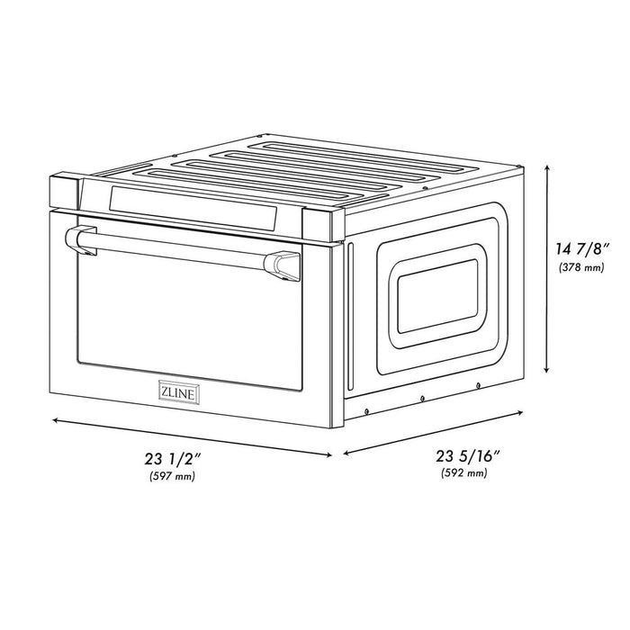 ZLINE Autograph Edition 24 in. 1.2 cu. ft. Built-in Microwave Drawer with a Traditional Handle in Stainless Steel and Polished Gold Accents (MWDZ-1-H-G)