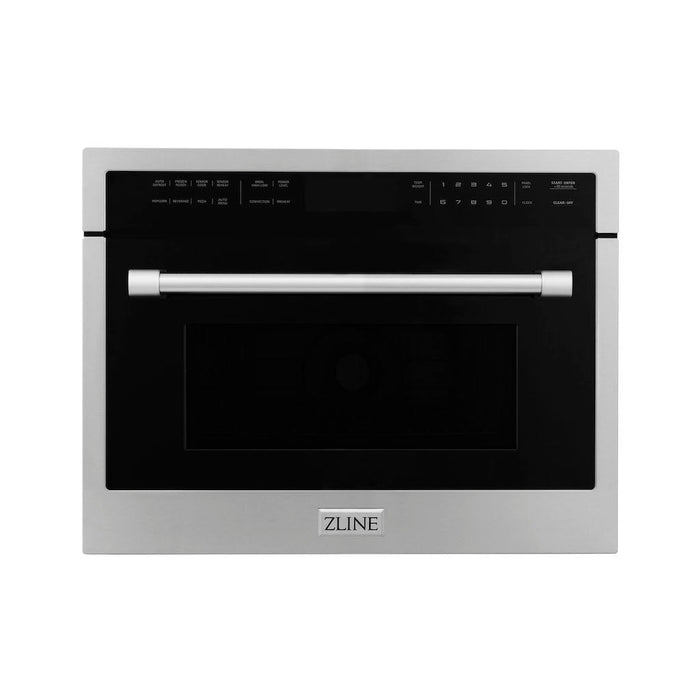 ZLINE Stainless Steel 24 in. Built-in Convection Microwave Oven and 30 in. Single Wall Oven with Self Clean (2KP-MW24-AWS30)