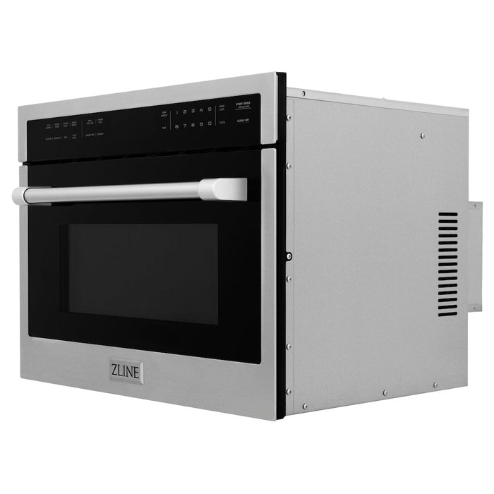 ZLINE Stainless Steel 24 in. Built-in Convection Microwave Oven and 30 in. Single Wall Oven with Self Clean (2KP-MW24-AWS30)