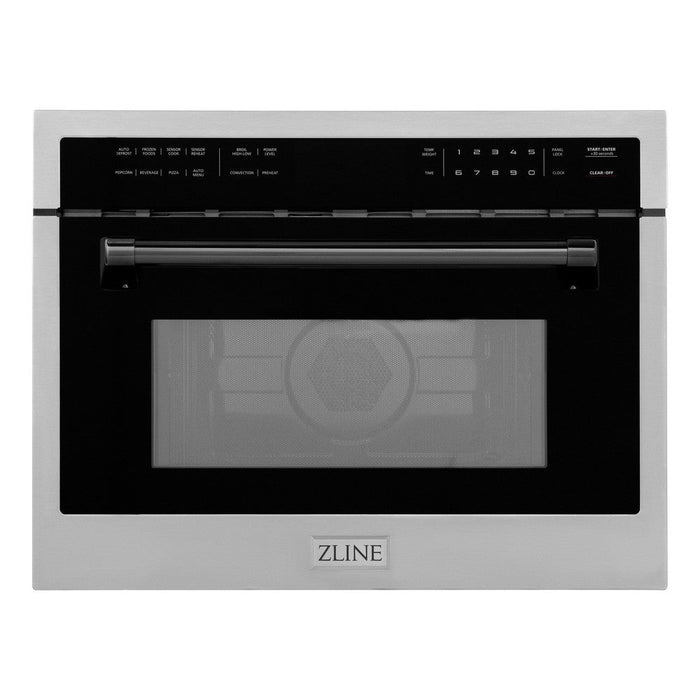 ZLINE Autograph Edition 24 in. 1.6 cu ft. Built-in Convection Microwave Oven in Stainless Steel with Matte Black Accents (MWOZ-24-MB)