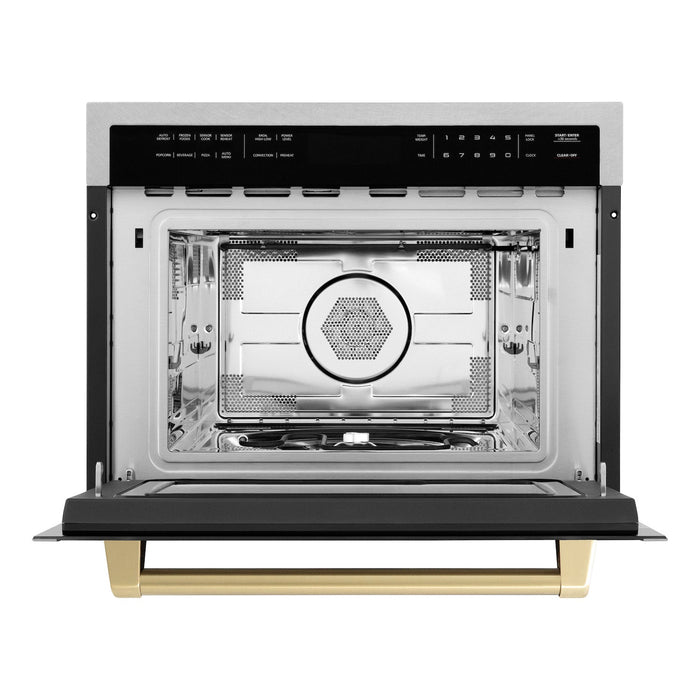 ZLINE Autograph Edition 24 in. 1.6 cu ft. Built-in Convection Microwave Oven in Fingerprint Resistant Stainless Steel with Champagne Bronze Accents (MWOZ-24-SS-CB)