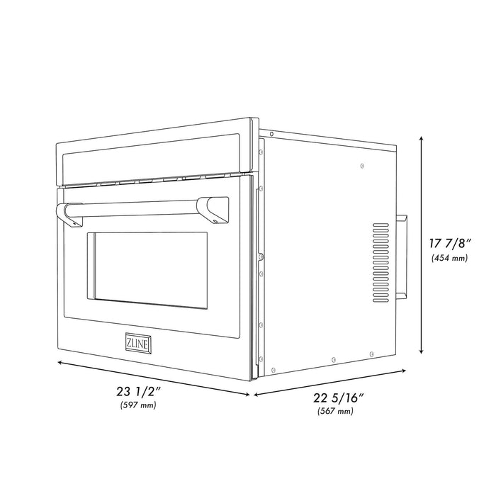 ZLINE Autograph Edition 24 in. 1.6 cu ft. Built-in Convection Microwave Oven in Fingerprint Resistant Stainless Steel with Matte Black Accents (MWOZ-24-SS-MB)