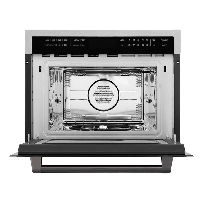 ZLINE Autograph Edition 24 in. 1.6 cu ft. Built-in Convection Microwave Oven in Fingerprint Resistant Stainless Steel with Matte Black Accents (MWOZ-24-SS-MB)