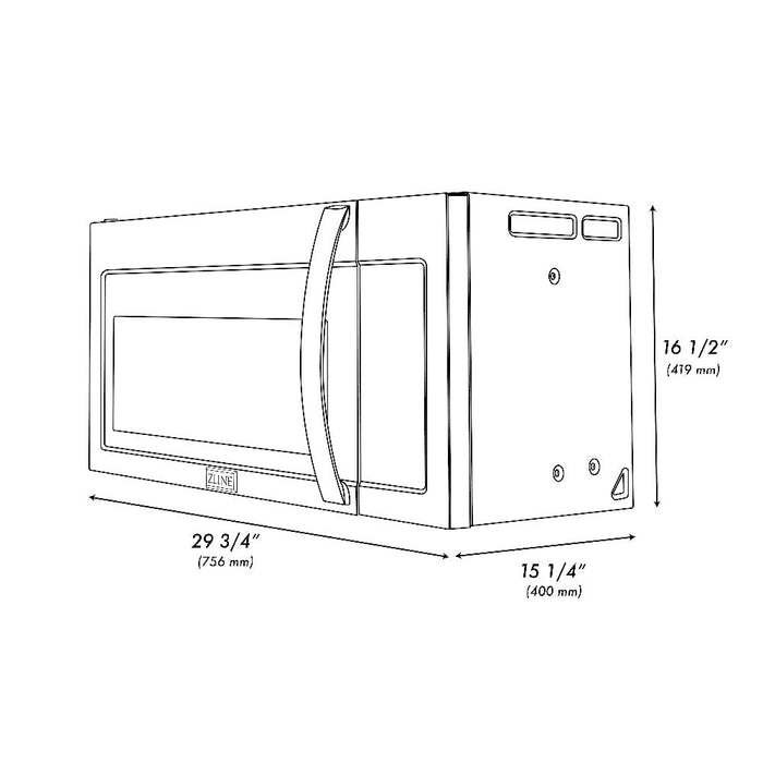 ZLINE 30 in. Stainless Steel Over the Range Convection Microwave Oven with Modern Handle (MWO-OTR-30)