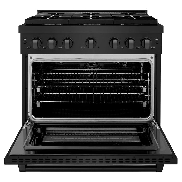 ZLINE 36 in. 5.2 cu. ft. Paramount Gas Range with 6 Burner Cooktop and Convection Gas Oven in Black Stainless Steel (SGRB-36)